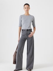Hush Grey Slim Fit Ribbed T-Shirt - Image 5 of 5