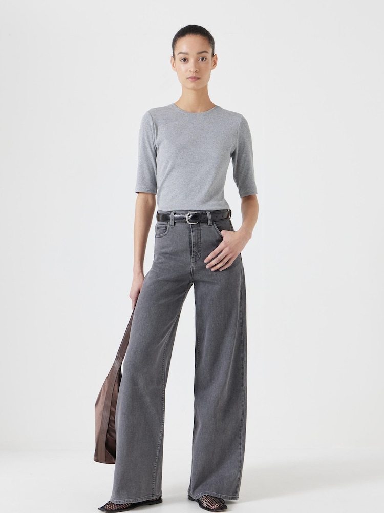 Hush Grey Slim Fit Ribbed T-Shirt - Image 5 of 5