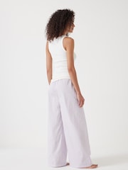 Hush Purple 100% Cotton Poplin Stripe Vest Pyjamas Set - Image 3 of 5