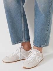 Hush Cream Suede Slimline Retro Trainers - Image 1 of 5