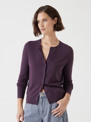 Hush Purple Slim Button Through Knitted Cardigan - Image 1 of 5
