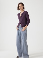 Hush Purple Slim Button Through Knitted Cardigan - Image 2 of 5