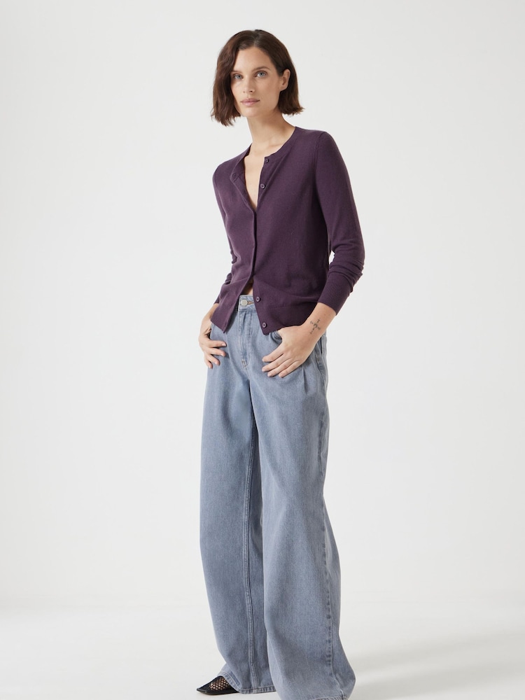 Hush Purple Slim Button Through Knitted Cardigan - Image 2 of 5