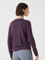 Hush Purple Slim Button Through Knitted Cardigan - Image 3 of 5