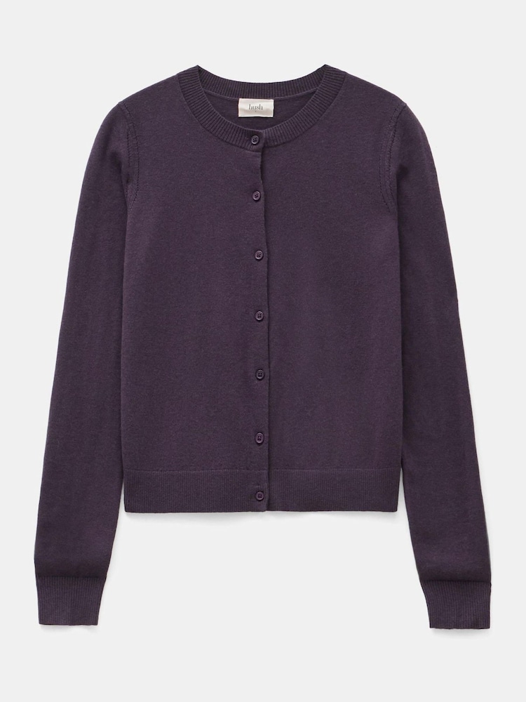 Hush Purple Slim Button Through Knitted Cardigan - Image 5 of 5