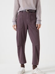 Hush Purple Cordi Barrel Leg Trousera - Image 2 of 5