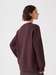 Hush Brown Oversized Popper Detail 100% Cotton Sweatshirt - Image 2 of 7