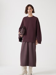 Hush Brown Oversized Popper Detail 100% Cotton Sweatshirt - Image 4 of 7