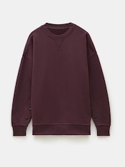 Hush Brown Oversized Popper Detail 100% Cotton Sweatshirt - Image 7 of 7