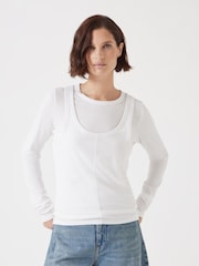 Hush White Double Layer Long Sleeve Top - Image 1 of 5