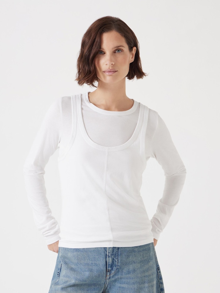 Hush White Double Layer Long Sleeve Top - Image 1 of 5
