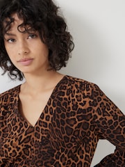 Hush Animal Leopard Print V-Neck Blouse - Image 4 of 5