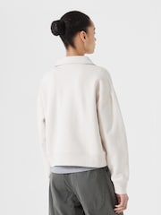 Hush Cream 100% Cotton Cropped Polo Sweatshirt - Image 4 of 5