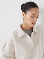 Hush Cream 100% Cotton Cropped Polo Sweatshirt - Image 5 of 5