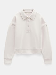 Hush Cream 100% Cotton Cropped Polo Sweatshirt - Image 6 of 6