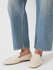 Hush Cream Square Toe Leather Loafers - Image 1 of 5