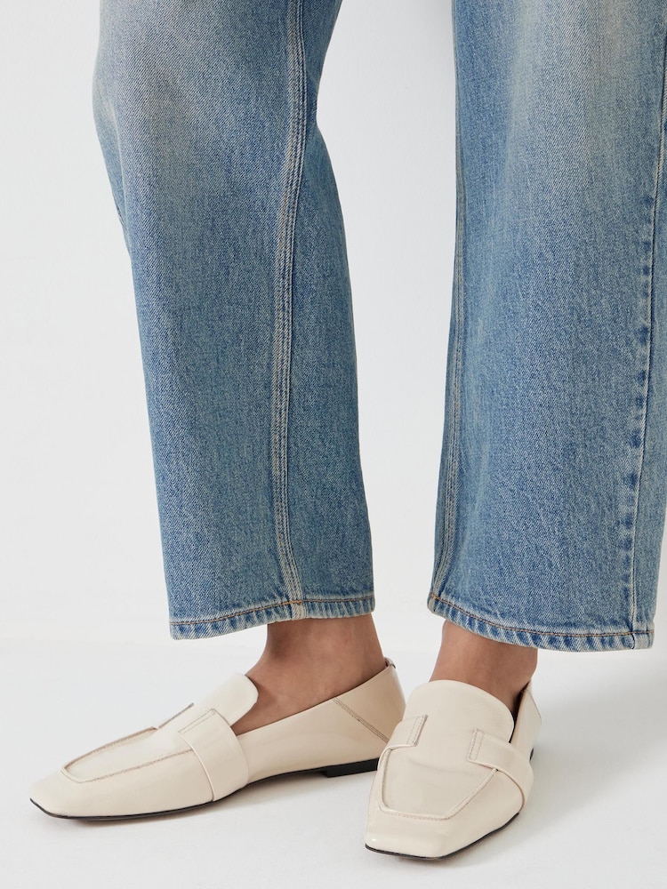 Hush Cream Square Toe Leather Loafers - Image 1 of 5