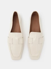Hush Cream Square Toe Leather Loafers - Image 5 of 5