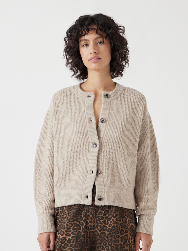 Hush Cream Button Front Rib Cardigan - Image 1 of 5
