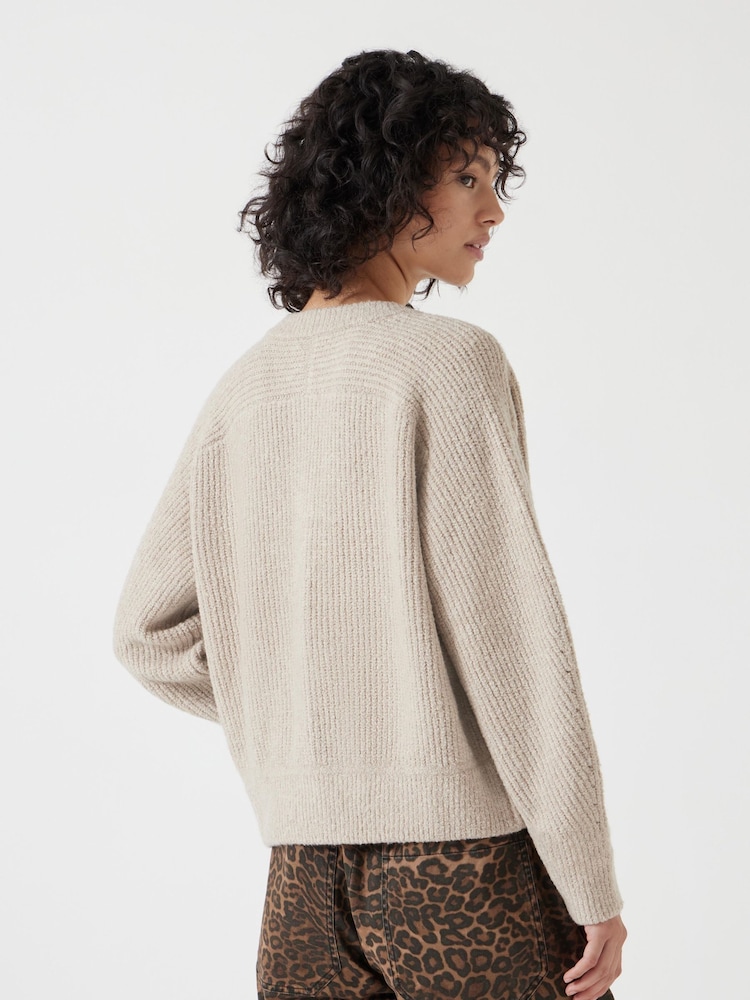 Hush Cream Button Front Rib Cardigan - Image 3 of 5
