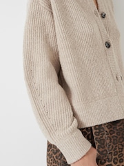 Hush Cream Button Front Rib Cardigan - Image 4 of 5