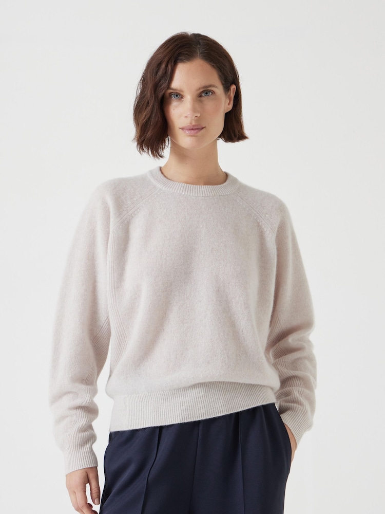 Hush Cream Jasmine Cashmere Rib Detail Jumper - Image 1 of 5
