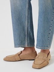 Hush Natural Square Toe Leather Loafers - Image 1 of 6