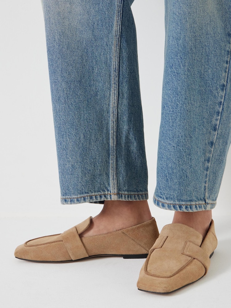 Hush Natural Square Toe Leather Loafers - Image 1 of 6