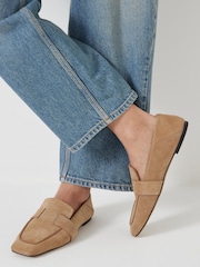 Hush Natural Square Toe Leather Loafers - Image 2 of 6