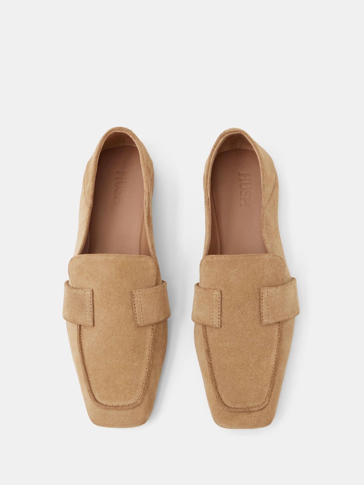 Hush Natural Square Toe Leather Loafers - Image 6 of 6