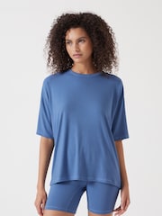 Hush Blue Ribbed Viscose Boxer Short Pyjamas Set - Image 2 of 5