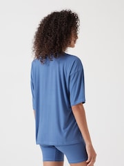Hush Blue Ribbed Viscose Boxer Short Pyjamas Set - Image 3 of 5