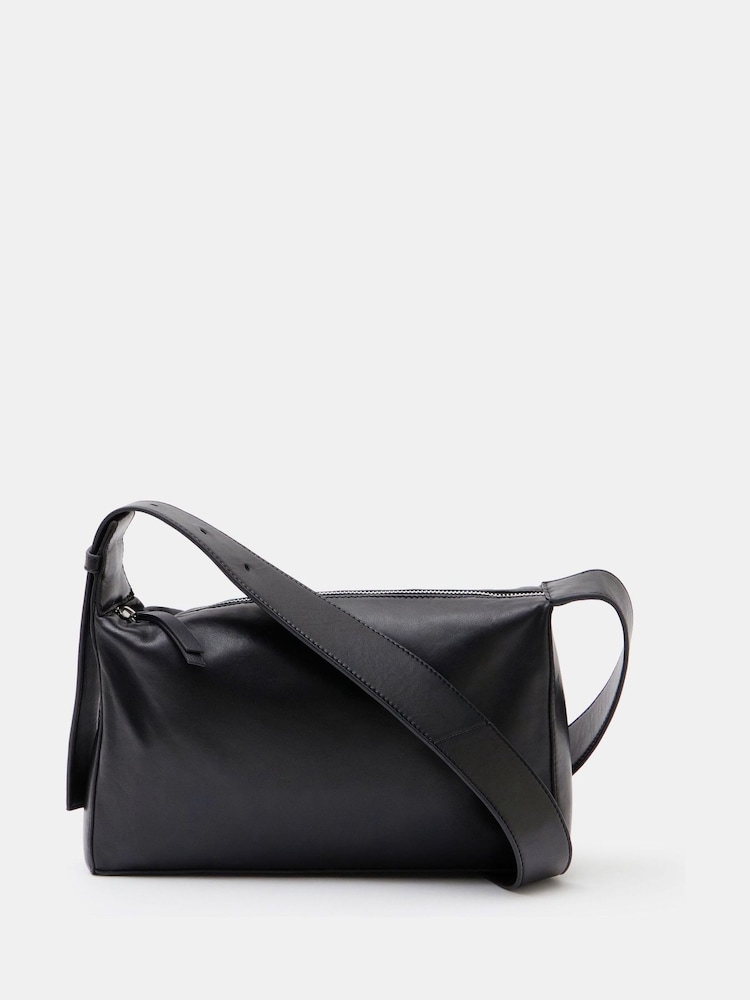 Hush Black 100% Cotton Cleo Minimal Leather Cross-Body Bag - Image 1 of 5