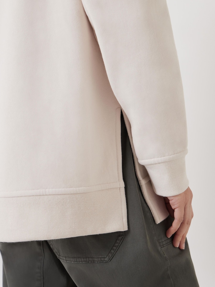 Hush Cream Oversized Popper Detail 100% Cotton Sweatshirt - Image 4 of 5