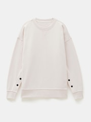 Hush Cream Oversized Popper Detail 100% Cotton Sweatshirt - Image 5 of 5
