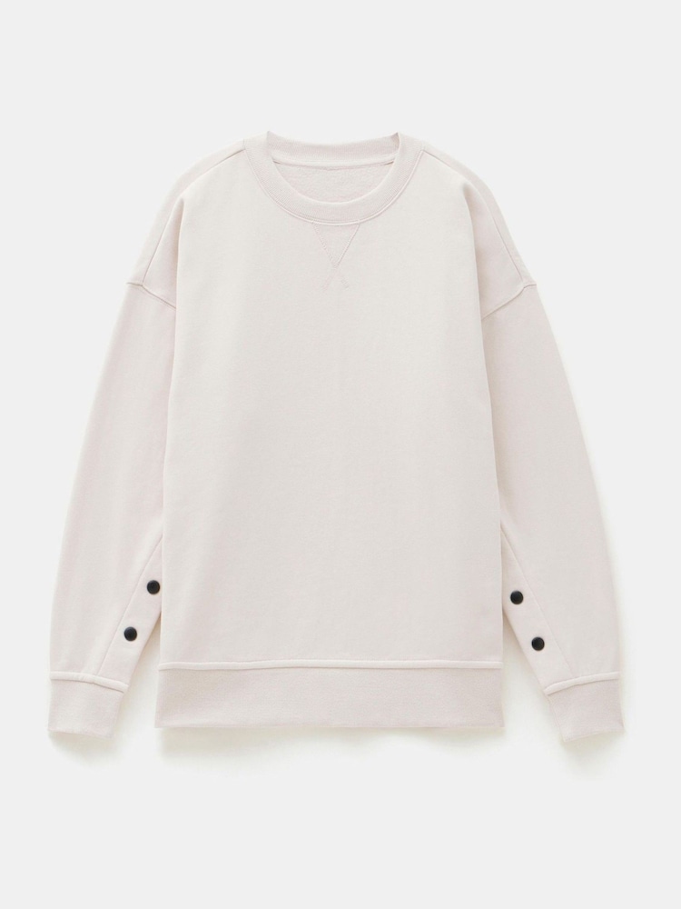 Hush Cream Oversized Popper Detail 100% Cotton Sweatshirt - Image 5 of 5