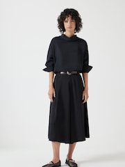 Hush Black 100% Cotton Long Sleeve Cowl Neck Top - Image 2 of 6