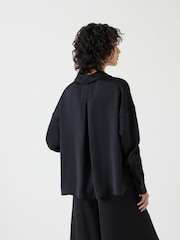 Hush Black 100% Cotton Long Sleeve Cowl Neck Top - Image 5 of 6