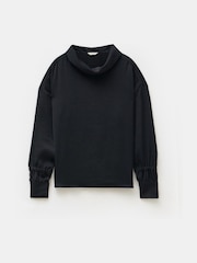 Hush Black 100% Cotton Long Sleeve Cowl Neck Top - Image 6 of 6