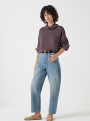 Hush Brown 100% Cotton Long Sleeve Cowl Neck Top - Image 2 of 6