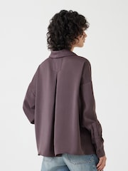 Hush Brown 100% Cotton Long Sleeve Cowl Neck Top - Image 3 of 6