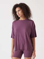 Hush Purple Ribbed Viscose Boxer Short Pyjamas Set - Image 2 of 5