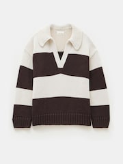 Pulover tricotat Hush cu dungi de rugby din 100% bumbac - Image 5 of 5
