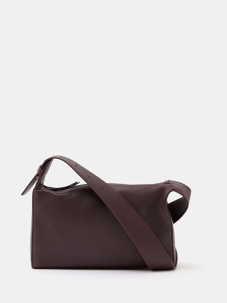 Hush Red 100% Cotton Cleo Minimal Leather Cross-Body Bag - Image 1 of 4