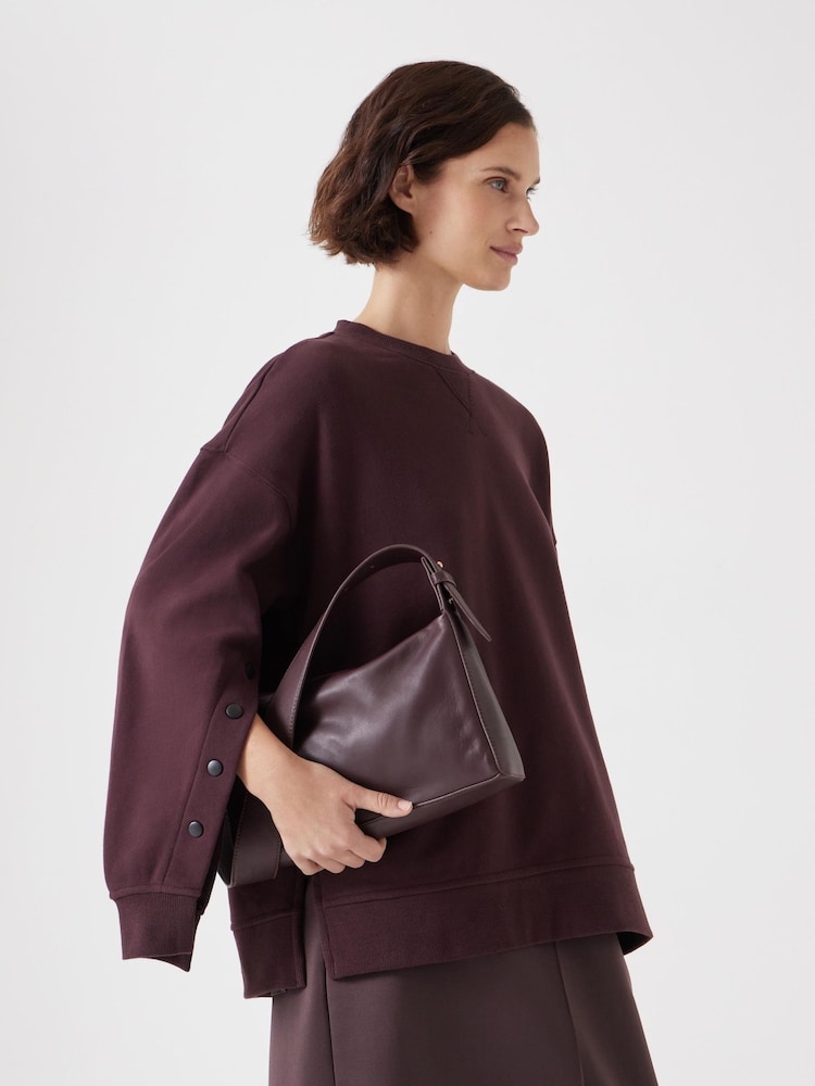 Hush Red 100% Cotton Cleo Minimal Leather Cross-Body Bag - Image 4 of 4