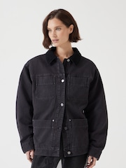 Hush Black 100% Cotton Corduroy Collar Jacket - Image 1 of 5
