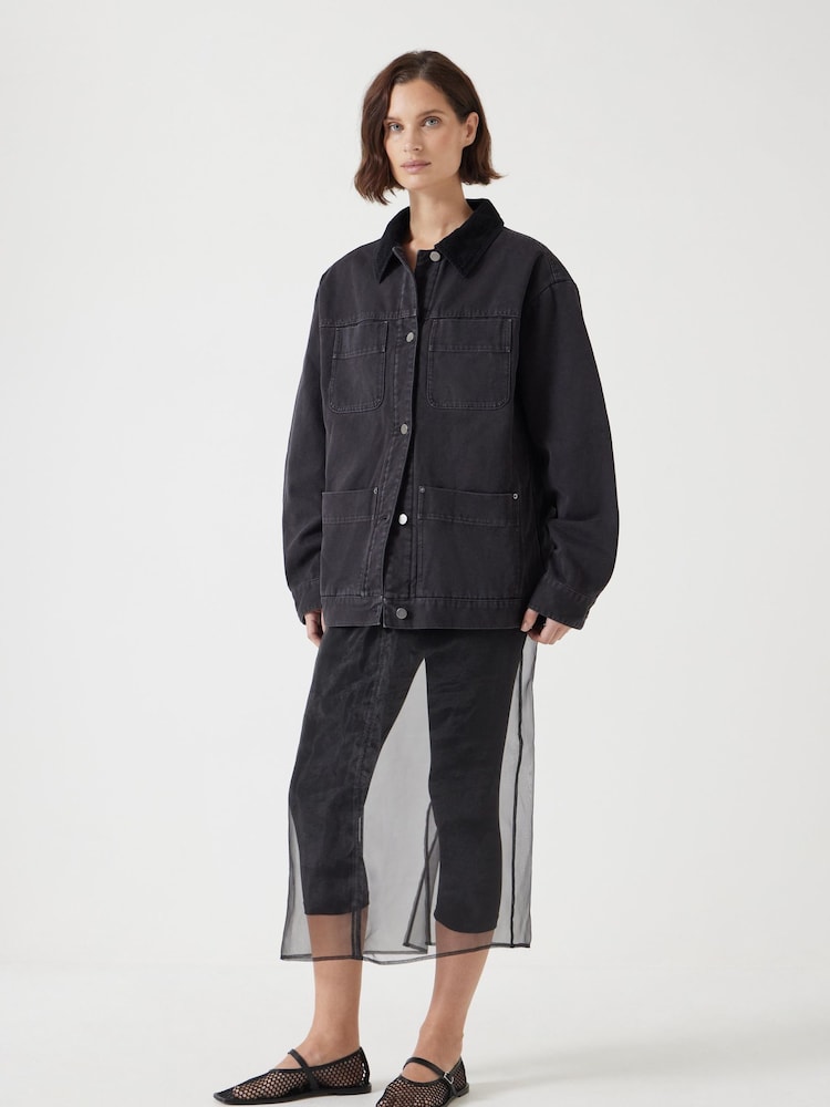 Hush Black 100% Cotton Corduroy Collar Jacket - Image 2 of 5