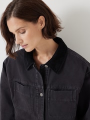 Hush Black 100% Cotton Corduroy Collar Jacket - Image 4 of 5