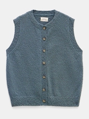 Hush Green 100% Cotton Textured Button Through Tank Top - Image 5 of 5