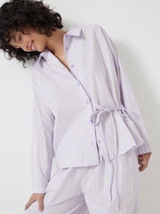 Hush Purple 100% Cotton Poplin Stripe Trousers Pyjamas Set - Image 2 of 6